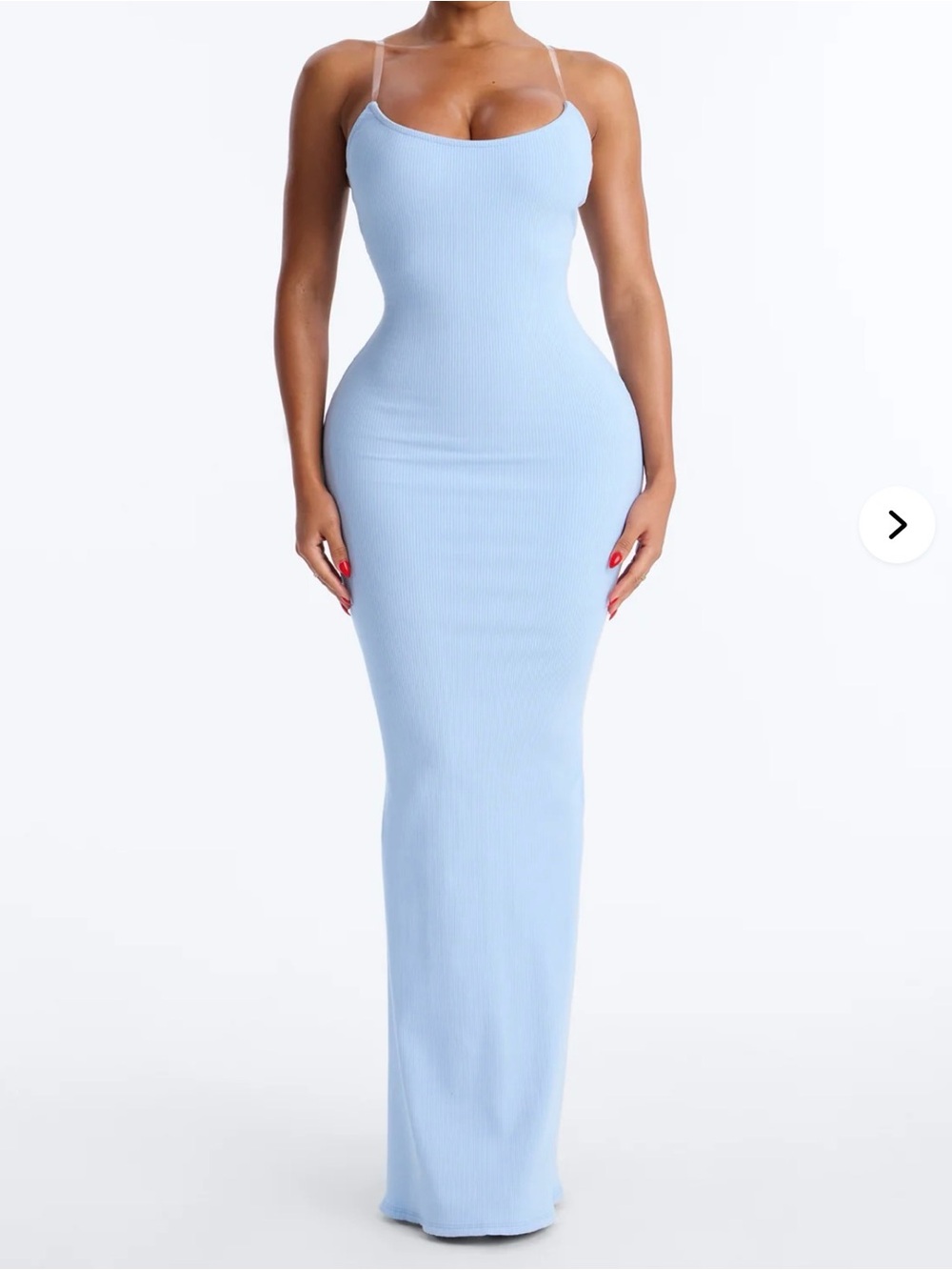 Fashion Nova Light Blue Ribbed Maxi Slip Dress